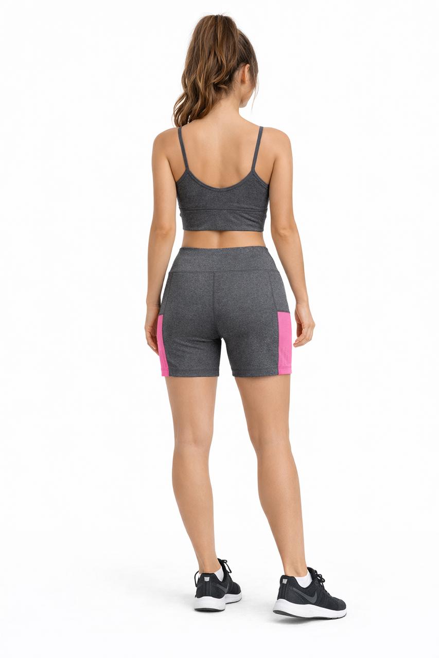 Shorts Fitness com Bolsos Laterais – Cintura Alta e Alta Elasticidade