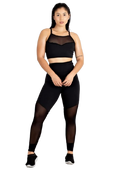Conjunto Fitness Black Vision Com Detalhe em Tela Transparente