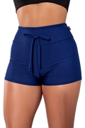 Short Liso com Cadarço Fake Azul Marinho
