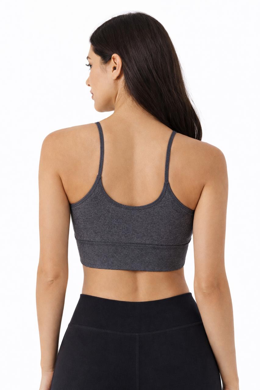Top Fitness Feminino Cinza – Alças Finas, Conforto e Ajuste Perfeito