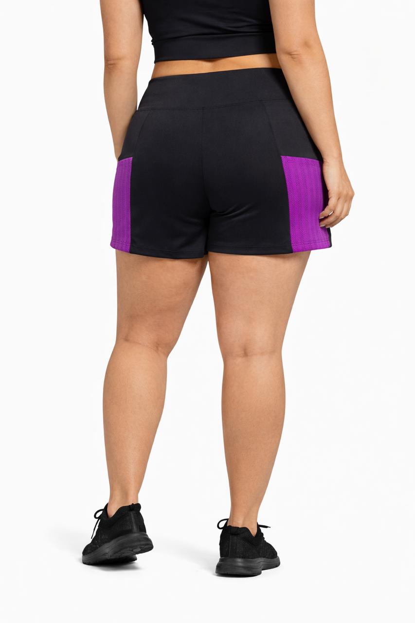 Shorts Fitness com Bolsos Laterais – Cintura Alta e Alta Elasticidade