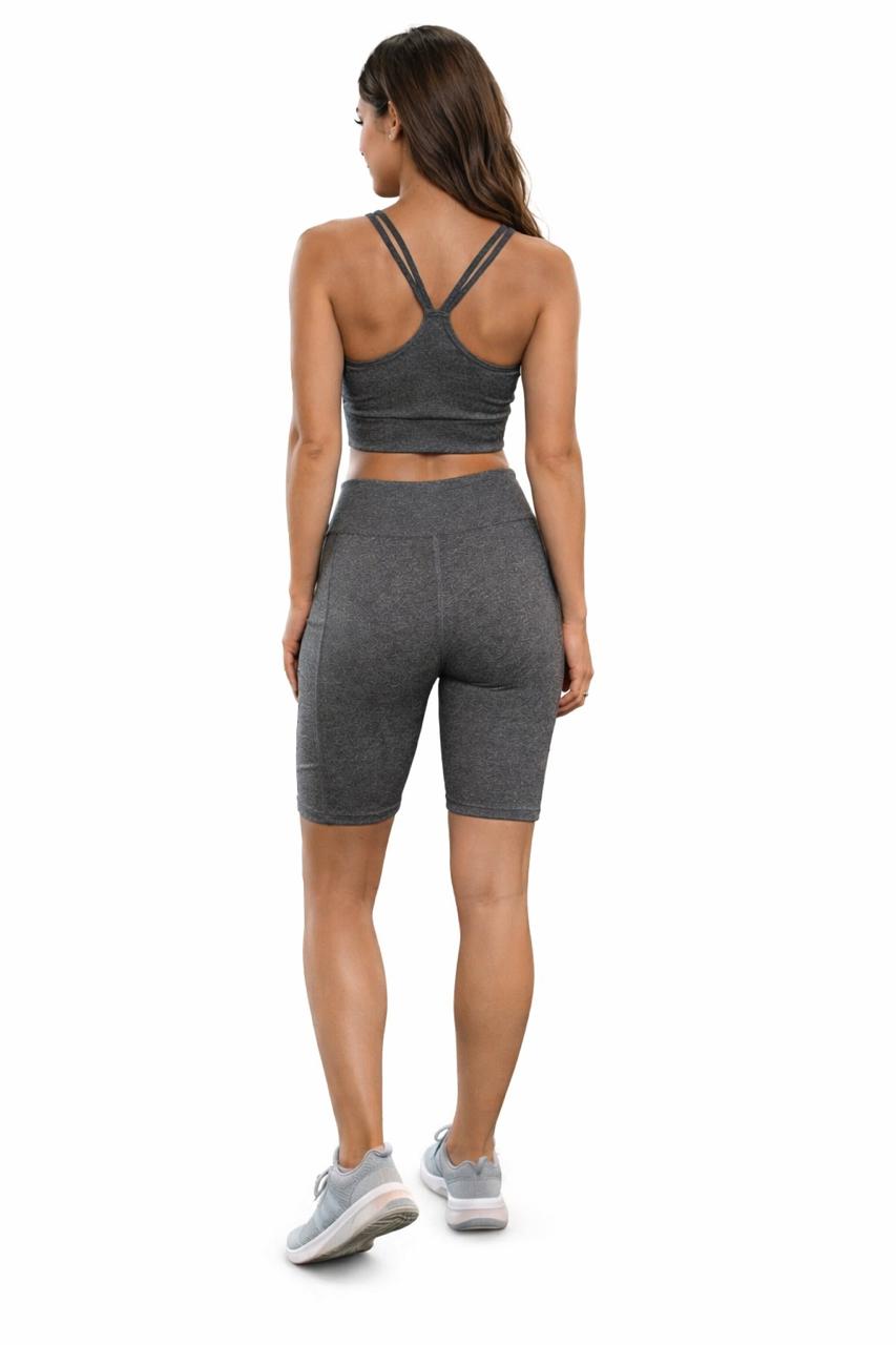 Bermuda Fitness Feminina com Bolsos Laterais – Cintura Alta e Modelagem Confortável