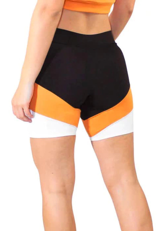 Short Fitness Preto com Detalhes em Amarelo e Branco