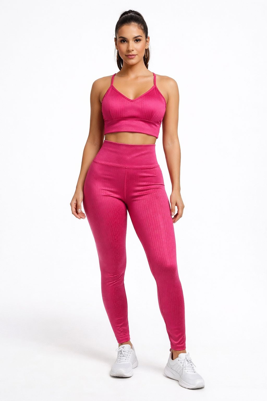 Conjunto Fitness 3D Texturizado Cintura Alta Modelador