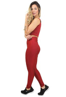 Conjunto Calça Legging + Cropped Basic Vermelho
