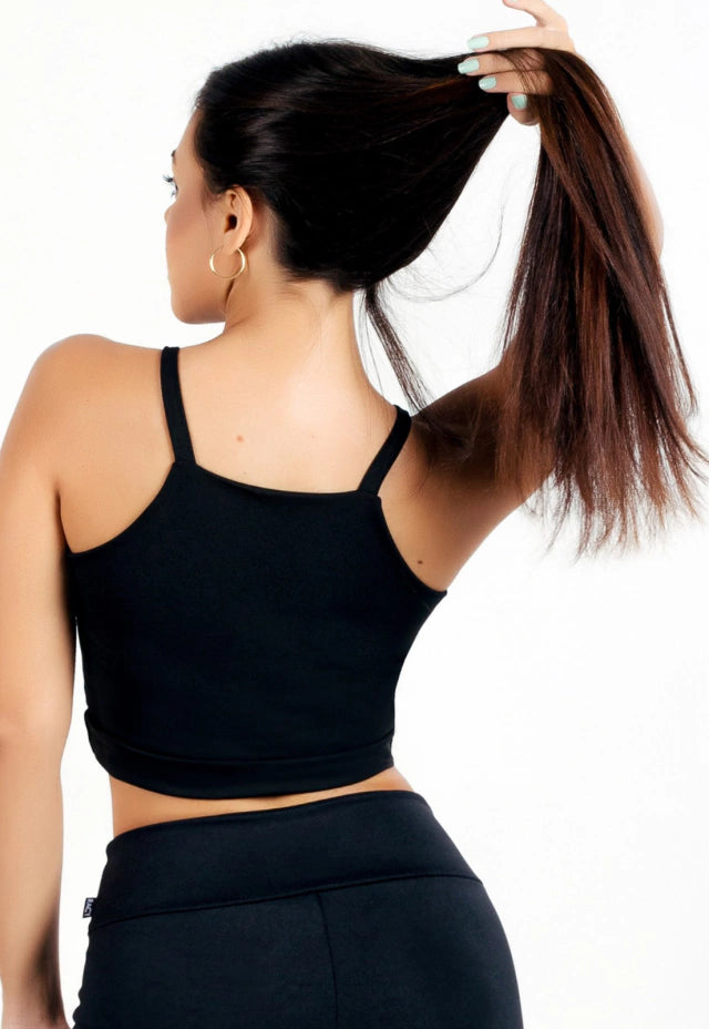 Top Fitness Alcinha Preto Liso