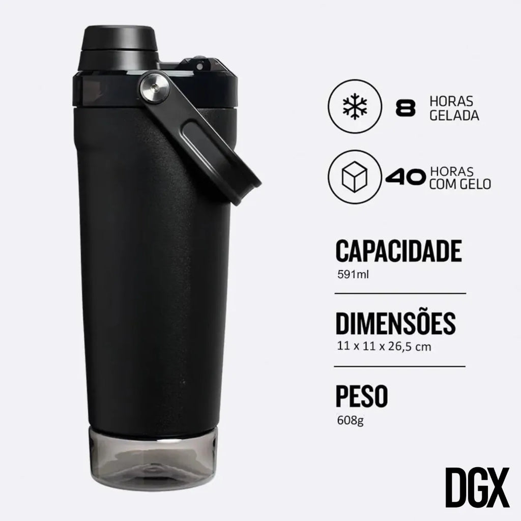 Garrafa Térmica 720ml com Mixer – Ideal para Shakes e Academia