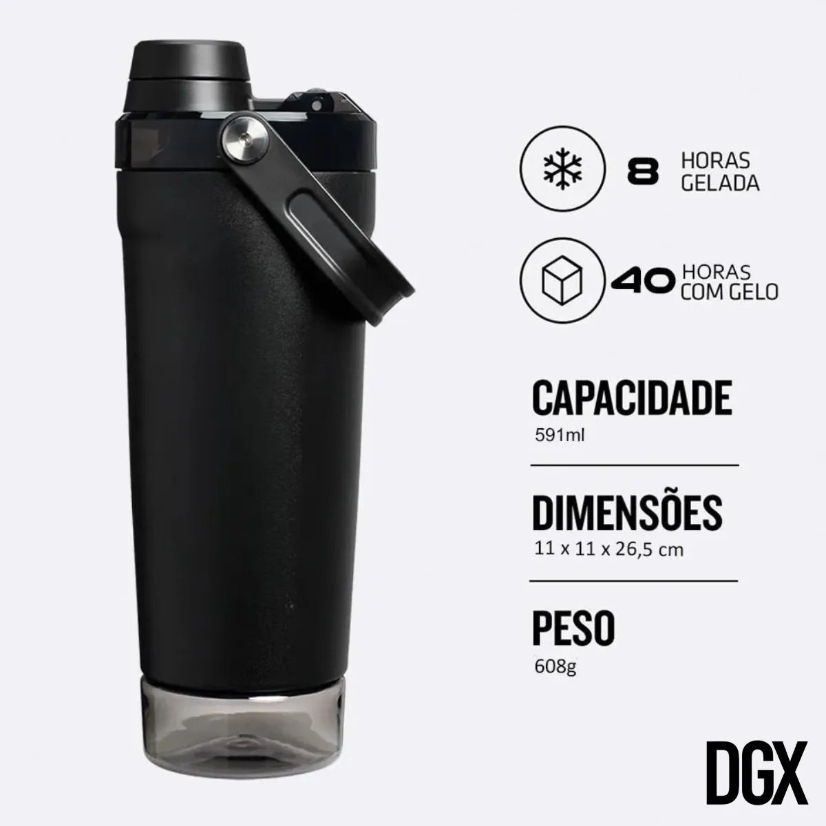 Garrafa Térmica 720ml com Mixer – Ideal para Shakes e Academia