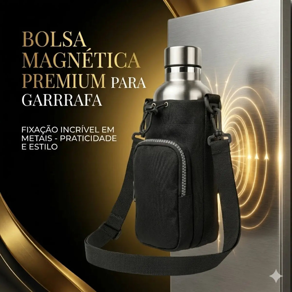 Bolsa Magnética Academia Porta Celular e Garrafa (Gruda no Aparelho)