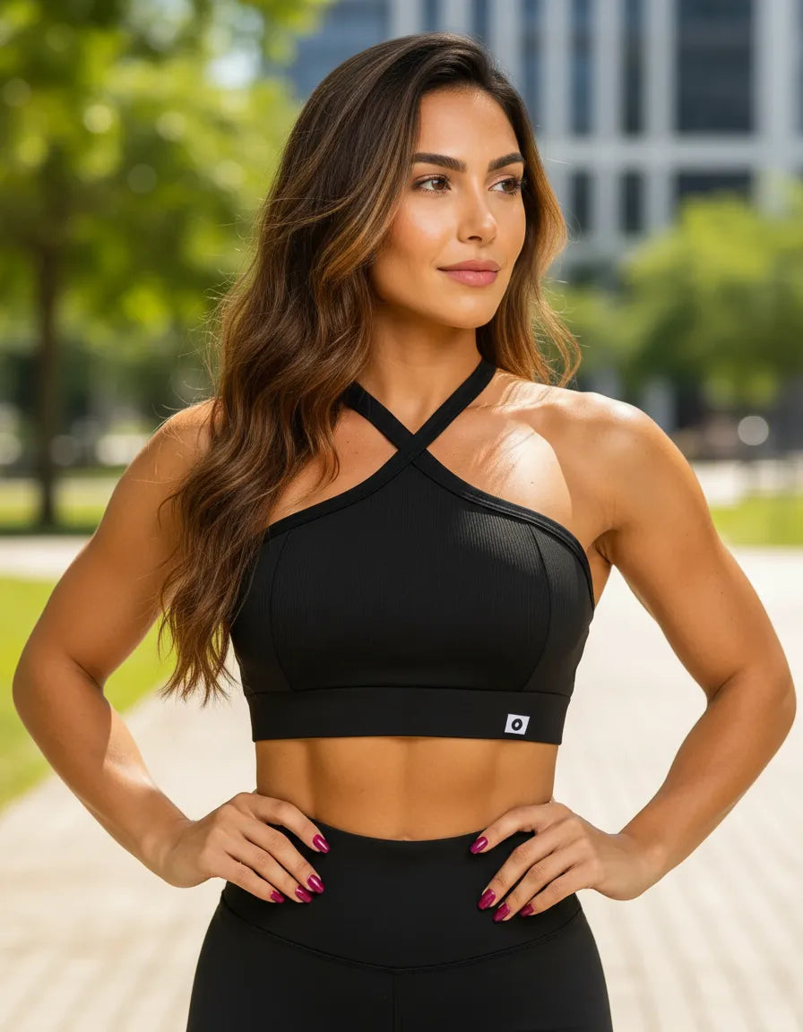 Top Cropped Feminino Alça Cruzada Zero Transparência Suplex