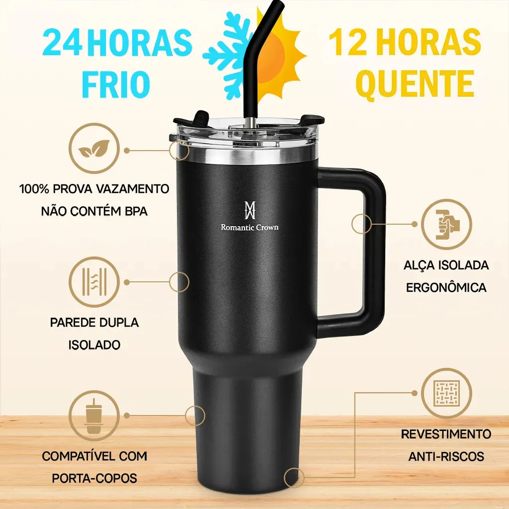 Copo Térmico 1,2L Inox com Canudo | Garrafa Térmica Grande