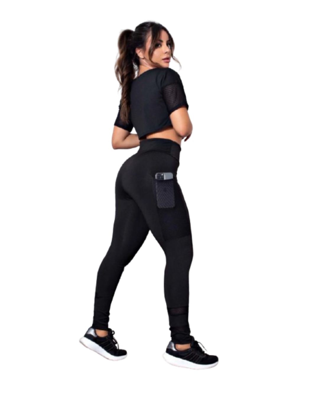 Conjunto Fitness Cropped + Calça Legging