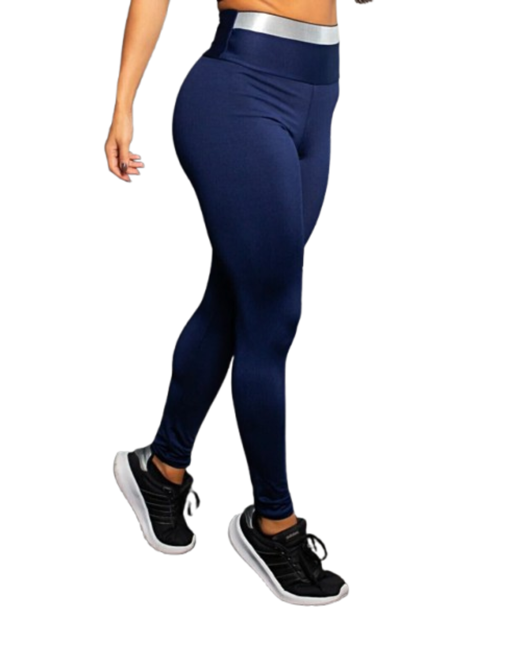 Calça Legging Marinho com Elástico Metalizado