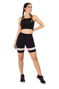 Conjunto Fitness Preto com Bermuda e Cropped Regata