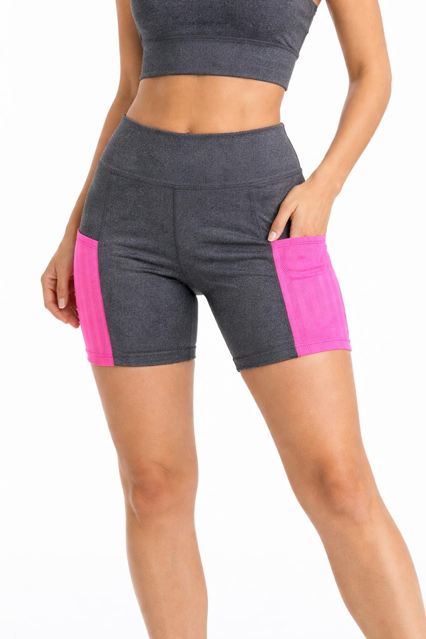 Shorts Fitness com Bolsos Laterais – Cintura Alta e Alta Elasticidade