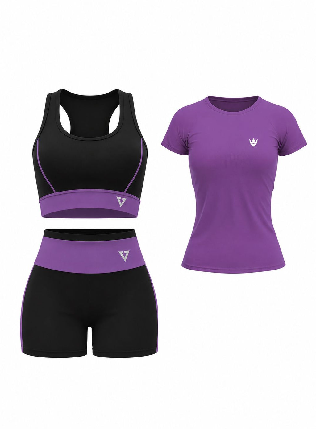 Kit Conjunto Fitness Feminino + Camiseta ( 3 peças)