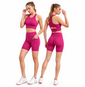 Conjunto Feminino Top + Shorts Segunda Pele com Bolso Proteção Solar UV50