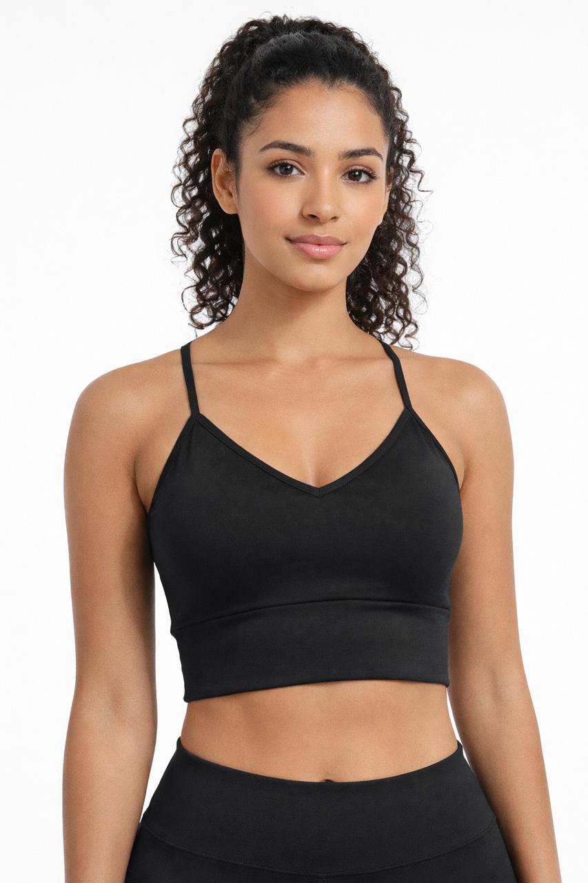 Top Fitness Essencial Preto com Alças Finas