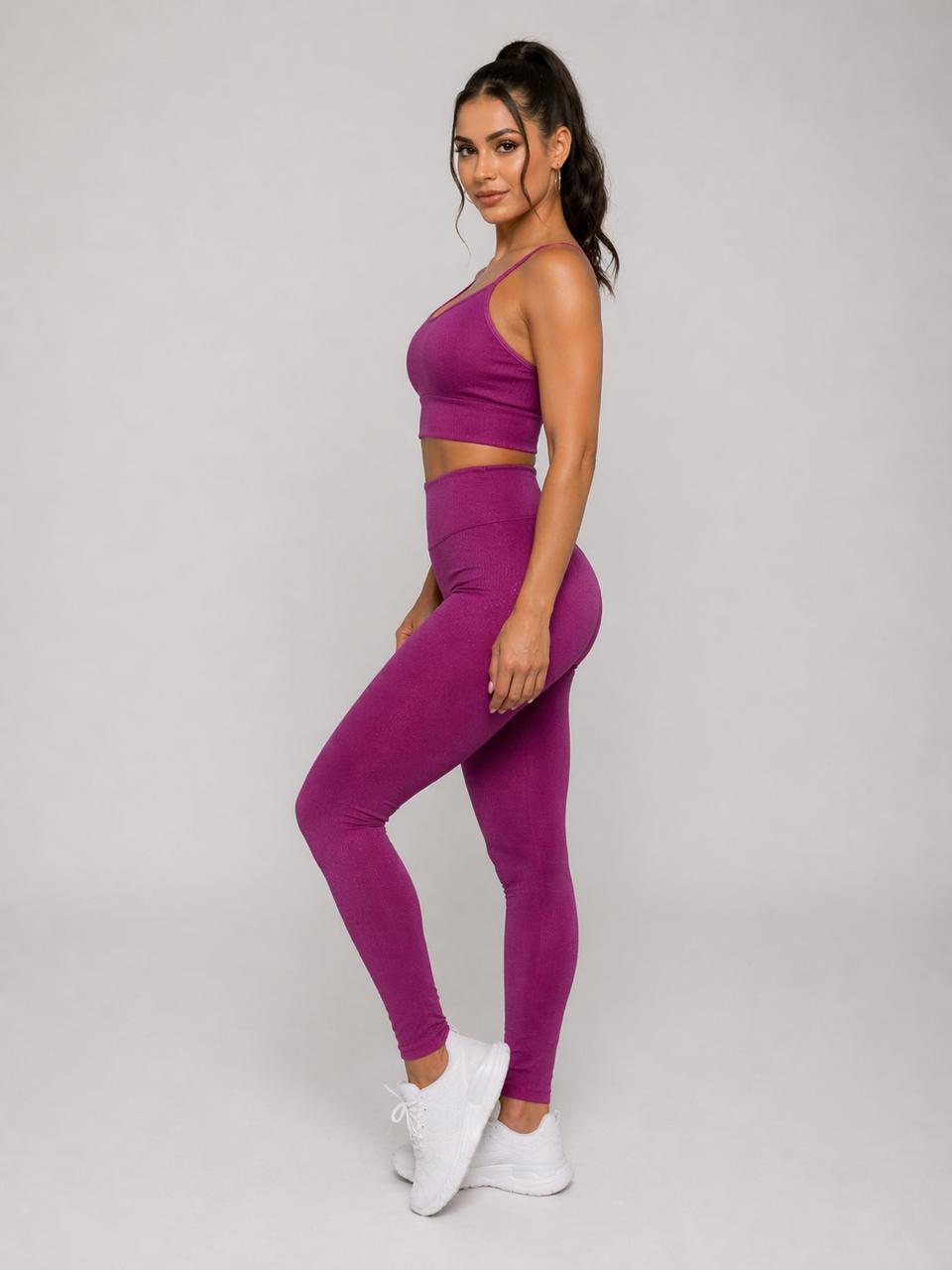 Conjunto Fitness 3D Texturizado Cintura Alta Modelador