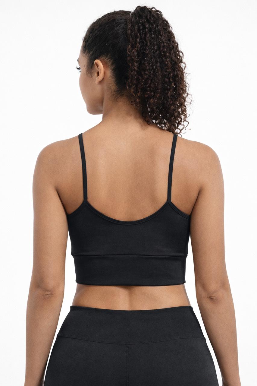 Top Fitness Essencial Preto com Alças Finas