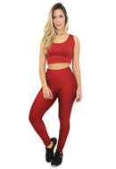 Conjunto Calça Legging + Cropped Basic Vermelho