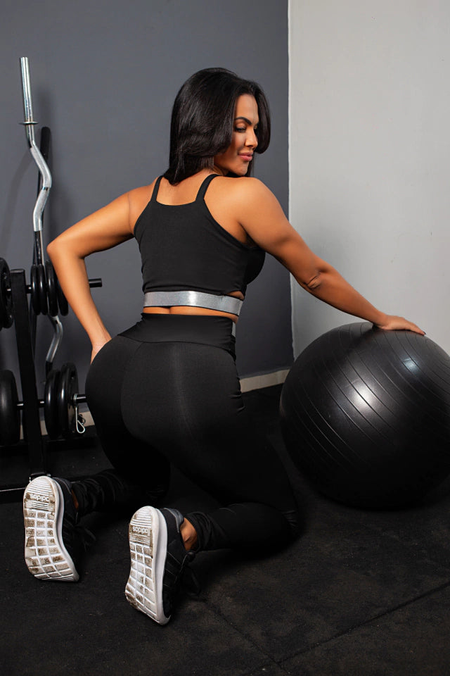 Legging Preta Cintura Alta com Elástico