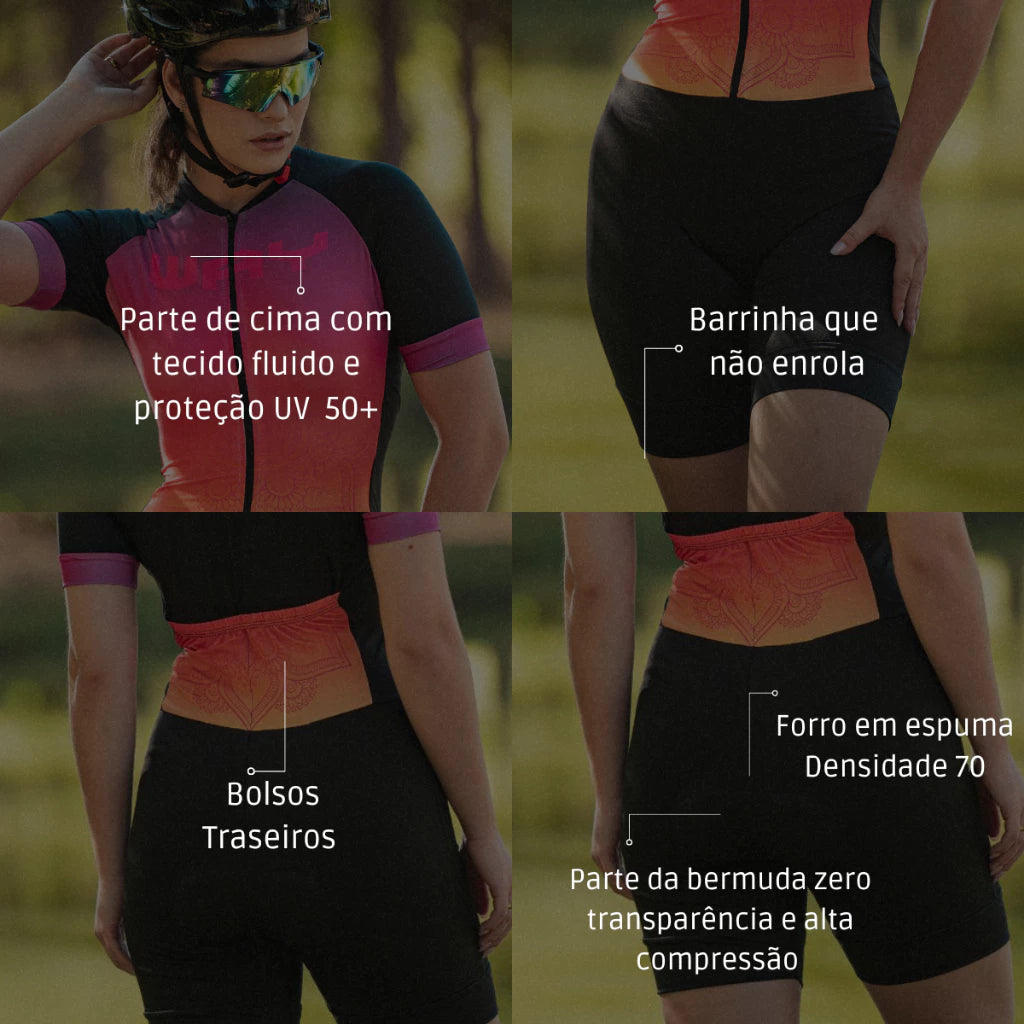 Macaquinho de Ciclismo Feminino Forro Espuma