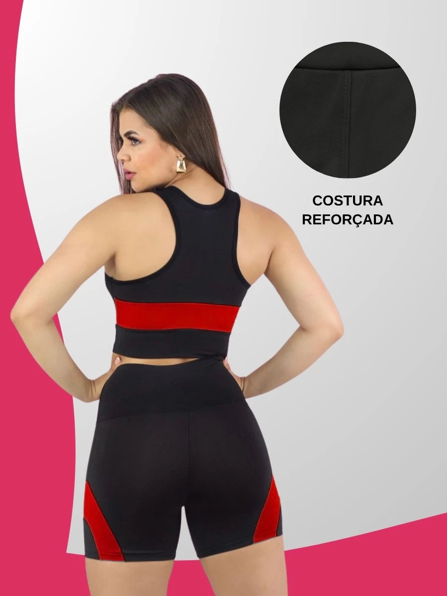 Kit 2 Conjuntos Top + Short Cintura Alta