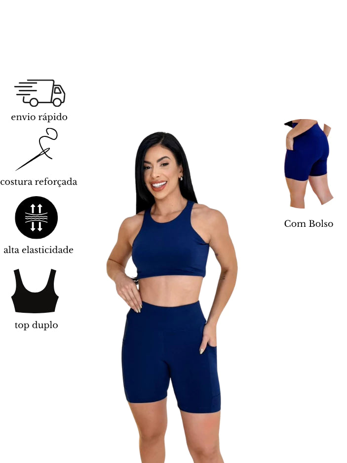 Conjunto Fitness Premium com Bolso Lateral