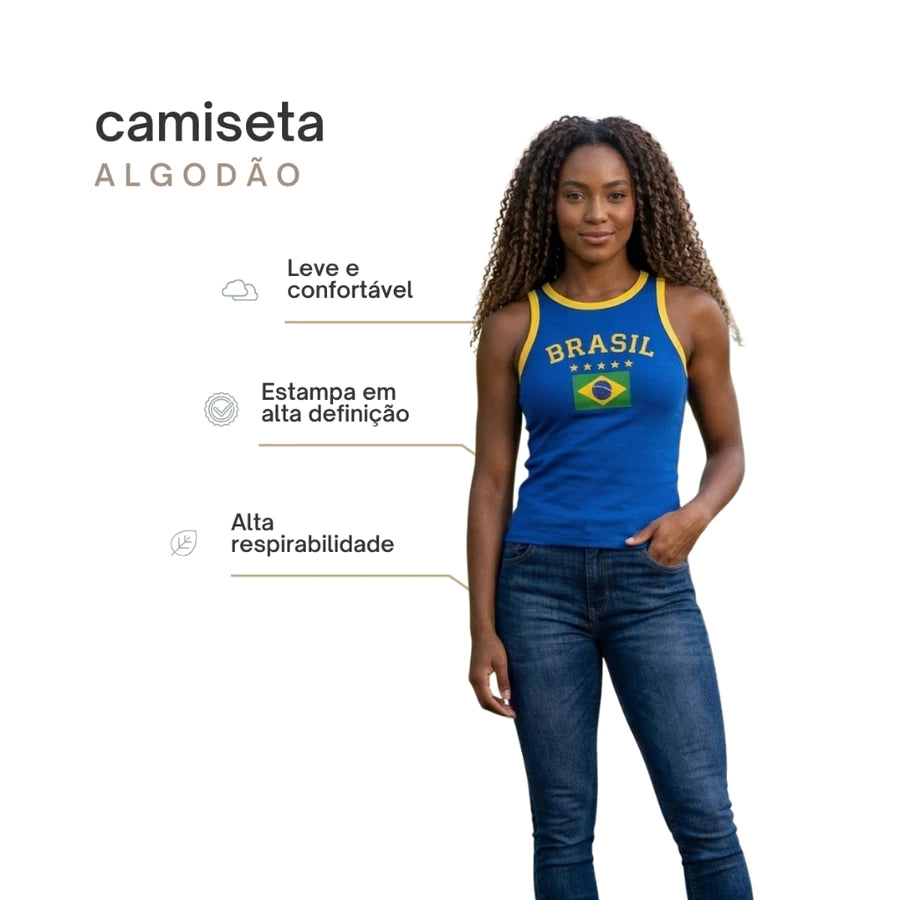 Regata Feminina Copa do Mundo Brasil Azul