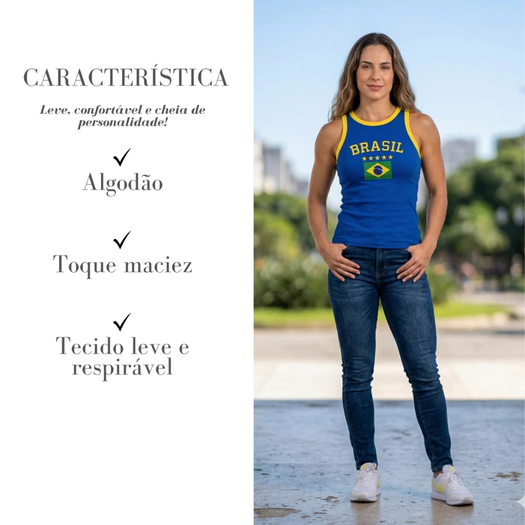 Regata Feminina Copa do Mundo Brasil Azul