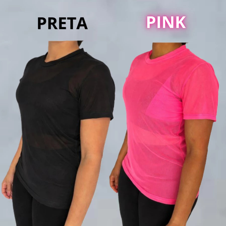 Kit Com 2 Blusas Transparente De Tule