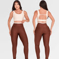 Conjunto Fitness Bicolor Calça Legging Top Alça T