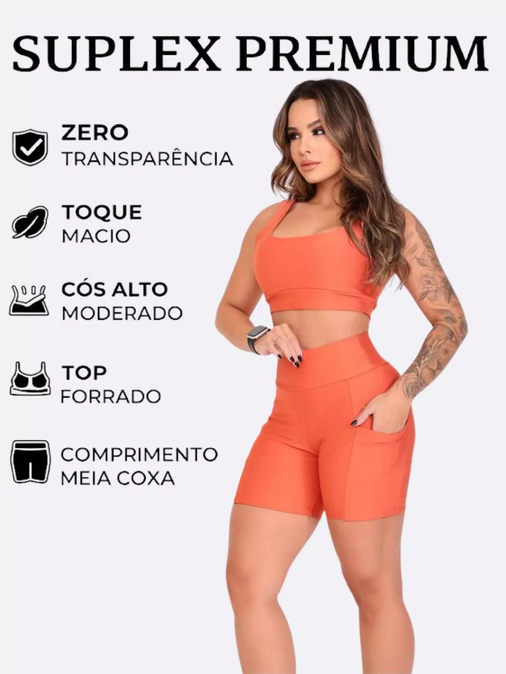 Conjunto Fitness Feminino - Top + Short com Bolso