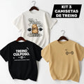 Kit 3 Camisas Academia Meme Engraçada Unissex
