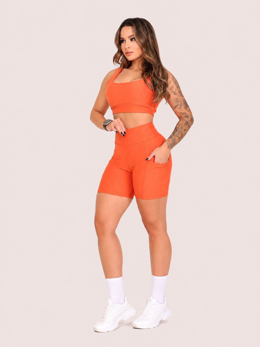 Conjunto Fitness Feminino - Top + Short com Bolso