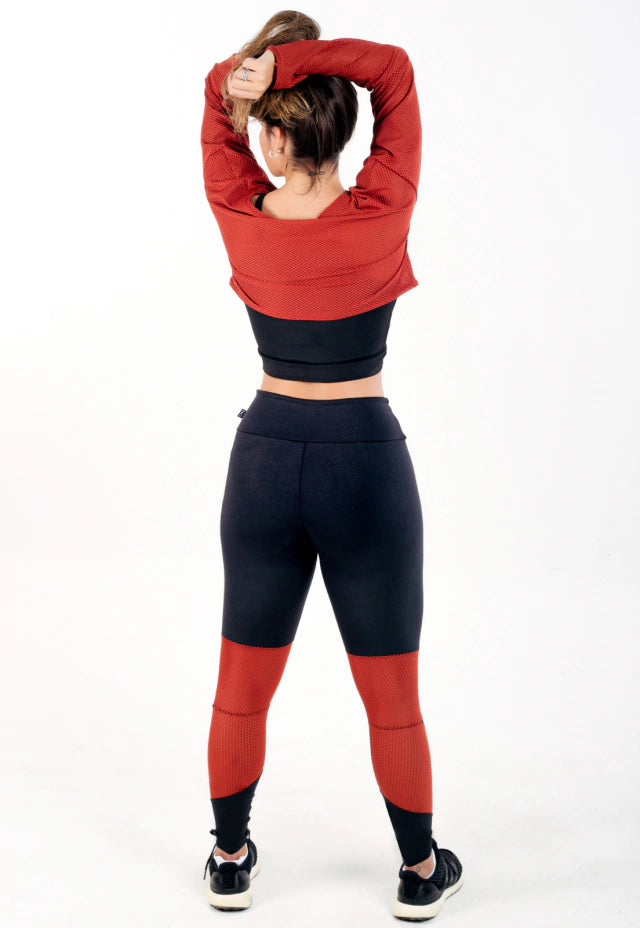 Conjunto Fitness – Cropped de Telinha Manga Longa + Calça Legging
