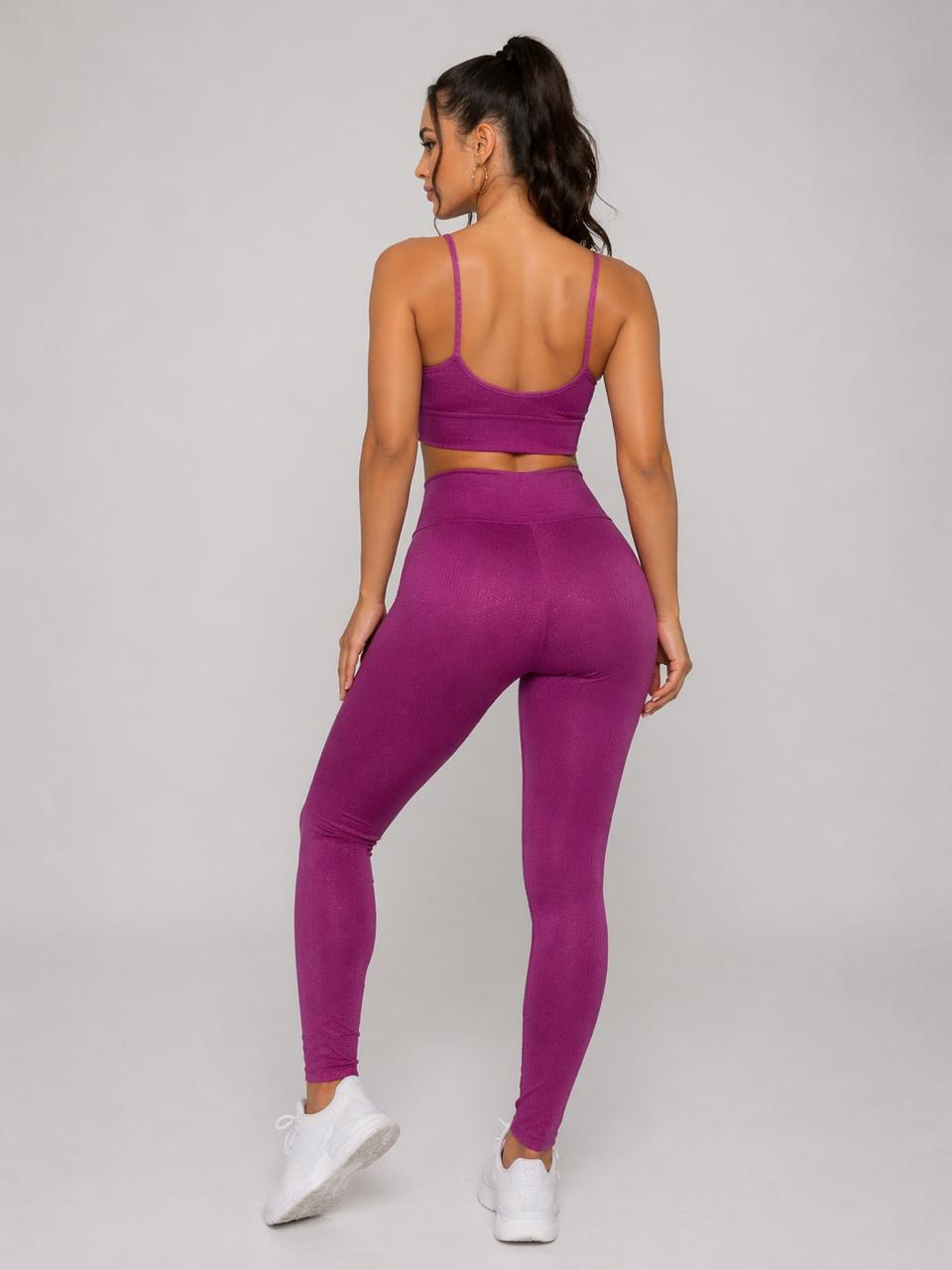 Conjunto Fitness 3D Texturizado Cintura Alta Modelador