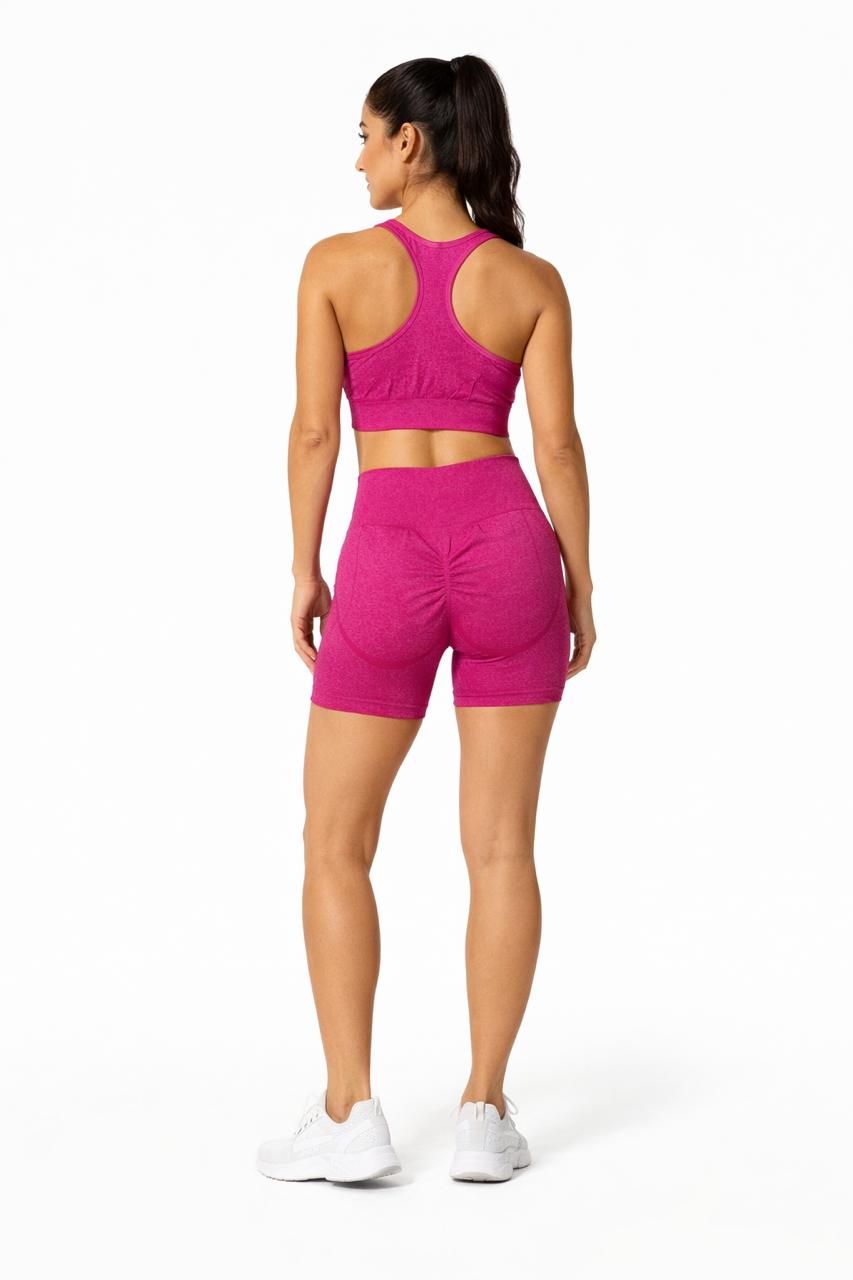 Conjunto Fitness Feminino Modelador Cintura Alta – Short + Top Sem Costura (Alta Compressão)