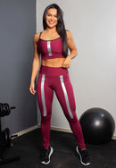 Calça Legging Cintura Alta + Cropped Marsala