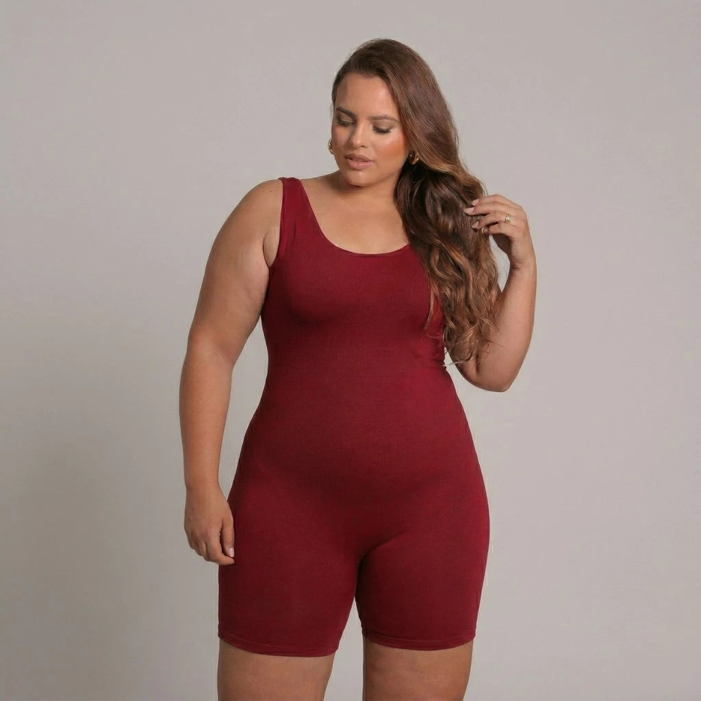 Macacão Plus Size Feminino Alça Larga Fitness Zero Transparência
